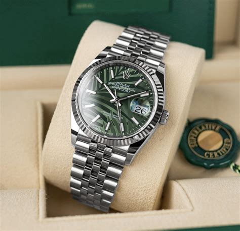 rolex olive green palm motif|rolex datejust 36 motif.